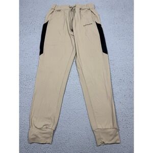 Alphalete Pants Mens Large Beige Nylon Joggers Side Stripe Stretch Athletic Gym